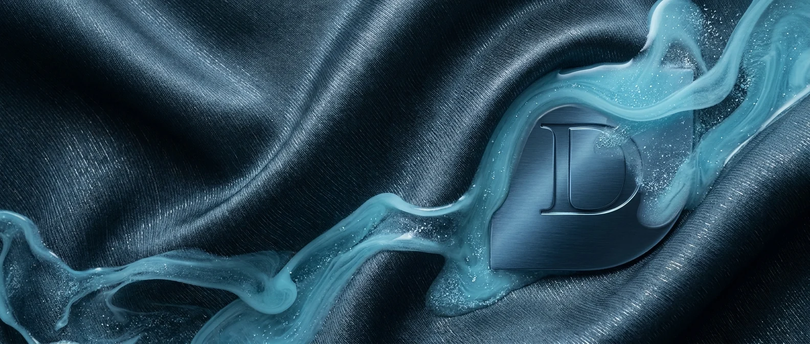 Dewan Gurung — gunmetal blue and arctic silk monogram artwork